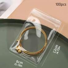 30/100 piezas Bolsas transparentes de PVC autosellantes, adecuadas para joyería - a prueba de polvo y anti-oxidación, bolsas de almacenamiento para aretes, anillos, pulseras - transparente - Ver 19