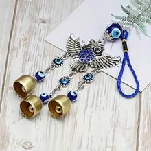 Whimsical Owl Wind Chime With Blue Eye Bells - Metal, Suitable For Outdoor Garden, Porch, Window Sill And Wall Decor - Creative Car Hanging Decoration - Multicolor - View 5