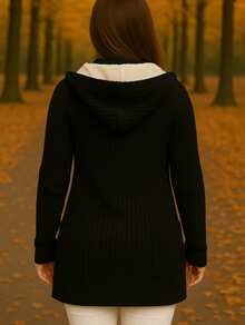 Cardigan Tejido de Punto Aborregado - Negro - Ver 2