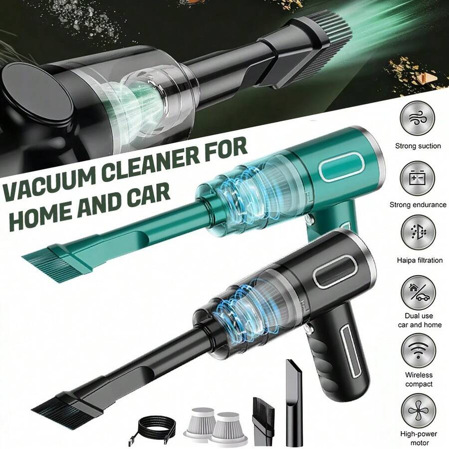 Portable Household And Car Vacuum Cleaner USB Rechargeable Car Dust Cleaner Handheld High-Power Household Wireless Vacuum Cleaner Suitable For Automotive Household Use - Nhiều màu - Xem 1