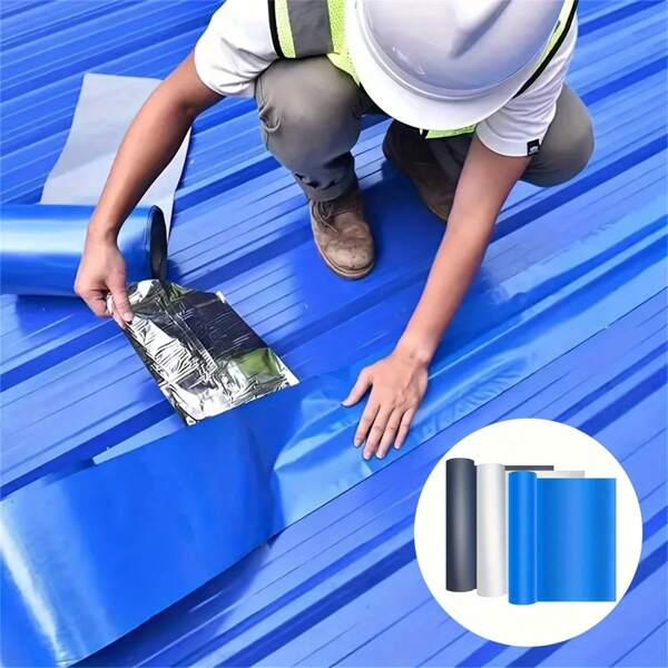 1 rouleau de ruban d'étanchéité pour toiture industrielle, adhésif imperméable pour surface métallique et réparation de fuites de toit, 10 cm x 60 m