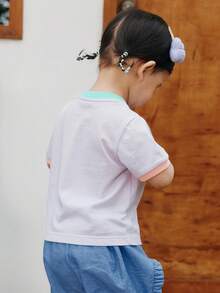 mini bala Boys' And Girls' Skin-Friendly Soft Short Sleeve T-Shirt Summer Non-Sweat - Pink Purple - View 4