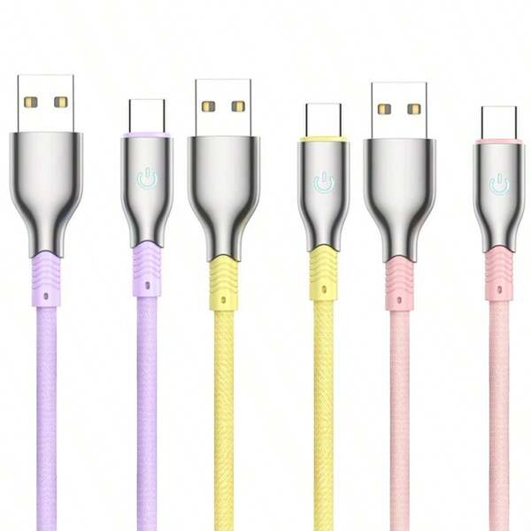 New 36W Zinc Alloy Type-C Data Cable, USB To Type-C Cable Compatible With Apple 15/16 Phones, PD/QC Fast Charging, 7-Color Breathing Light