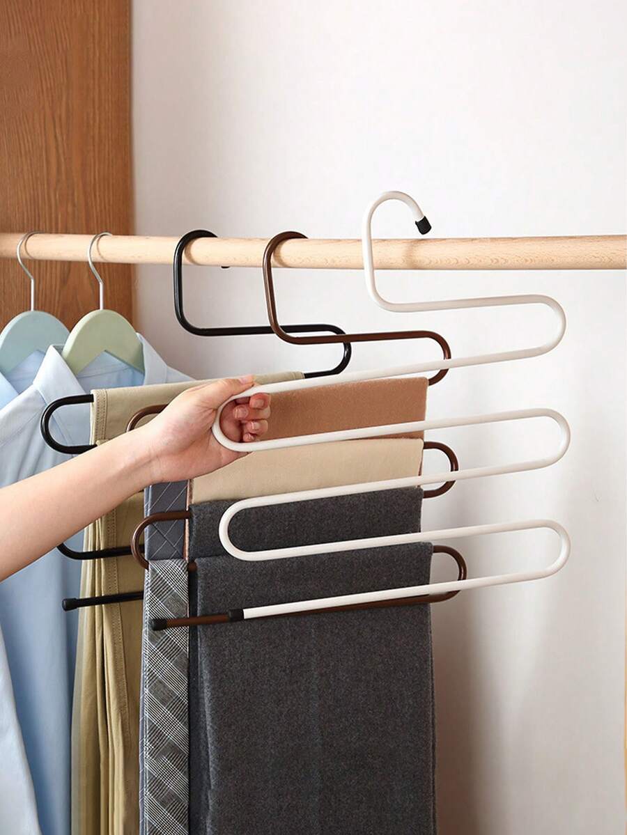1pc Multi-Functional S-Type Pants Hanger For Closet Storage Magic Trousers Rack Space-Saving Pants Organizer For Household Multiple Layers Clothes Hanger Clip Organizer For Skirts Dresses Shorts Cargo Pants Storage - Keep Your Closet Tidy - Multicolor - View 1