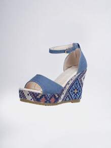 New Bohemian Multi-Color Wedge Platform Waterproof Open Toe Strappy High Heel Sandals