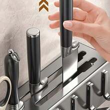 Kitchen Hook Rack Wall Mounted For Kitchen Utensils, Kitchen Storage Shelf Wall For Spices With Towel Holder And Hooks,Hanging Spice Rack Offers Space For Knives(Grey) - Xám - Xem 2