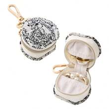 CASEGRACE 1pc Portable PU Leather Jewelry Box, Small Cute Jewellery Earring Ring Organizer Box, Travel Jewelry Storage Case, Mini Storage Box - Perfect Girl Women Gift For Wedding, Travel Wedding Travel Essentials Holiday Essentials Summer For Women Storage Organizer Gift Back To School