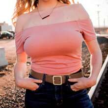 1pc Plus Size Women's PU Belt Jeans Dress Fashionable Women's Black Belt With Square Buckle