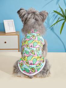 1 pezzo Corpetto per animali domestici con stampa cartoni animati, abbigliamento estivo per cuccioli, canottiera traspirante per cani piccoli come barboncini e gatti, indumento per animali domestici
