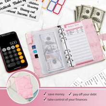 Organizador de presupuesto con bolsillos para sobres de efectivo, monedero pequeño con cremallera estilo francés para ahorrar dinero, planificador A6 organizador para mujer, cartera mini, cartera, monedero para tarjetas, llavero