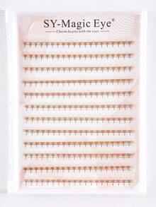 240片/盒棕色假睫毛，卷度C/D/L/M/L+，粗细0.07mm，5D，锥形睫毛簇，DIY自然妆效，轻盈柔软，适合日常、派对、音乐节等场合。纯手工制作单根睫毛嫁接。 - 棕色 - 查看 11