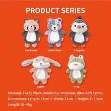 FULED 可爱有趣的小型动物发声毛绒玩具 - 企鹅/青蛙/熊/兔子/熊猫，超柔软毛绒，全身摇铃纸，内置发声装置，减少孤独感，促进互动，适合小型和中型犬 - 彩色 - 查看 3