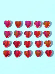 100入組/包透明亞克力珠子染色AB顏色心紅色心DIY首飾配件