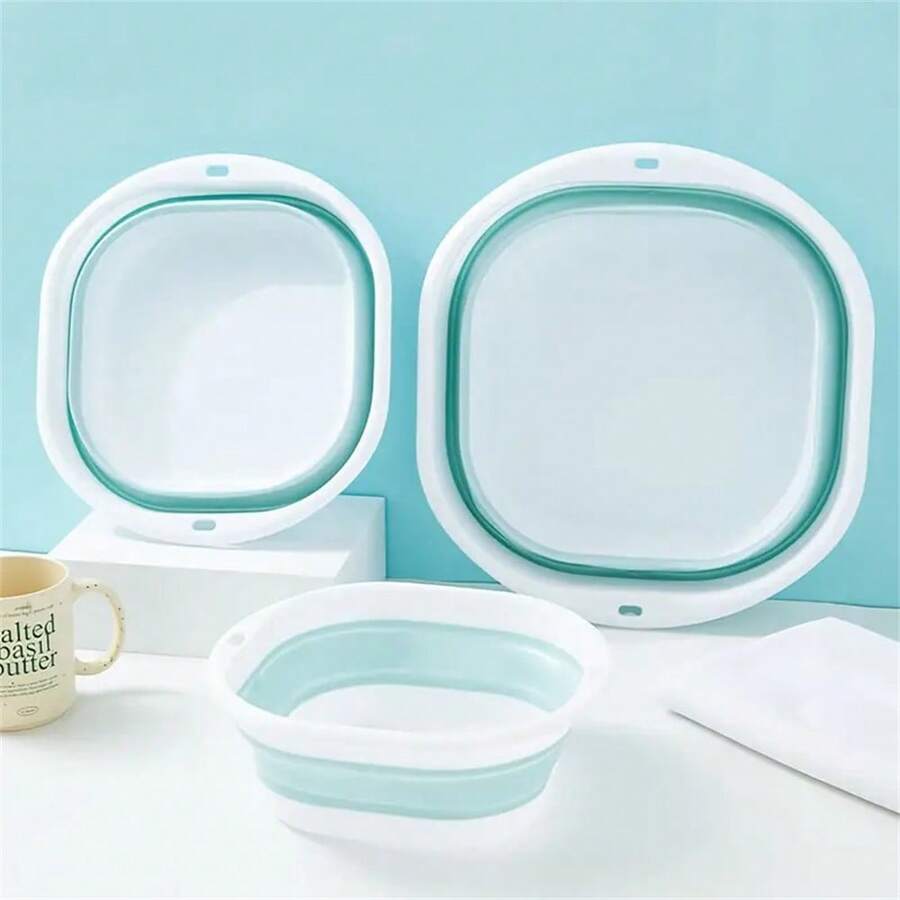Balde plegable de 3 tamaños - Cubo de plástico portátil con marco, diseño rectangular, multifuncional para lavado de manos/pies, lavandería, viajes, incluye cubo de trapeador, material duradero para volver a la escuela
