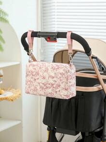 1pc Ditsy Floral Pattern Portable Diaper Bag, Can Be Hung On Baby Stroller
