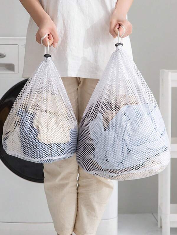 1pc Laundry Wash Bag With Drawstring And Honeycomb Mesh For Delicates, Thick Fine Mesh Washing Machine Bag, Hanging Mesh Laundry Hamper, Multi-Functional Clothes Storage Mesh Bag, Wall-Mounted Changing Clothes Bag, Large Dirty Clothes Storage Laundry Bag For Bathroom, Apartment, RV, College Dorm, Laundry Organization For Bathroom Bedroom Travel Essentials Travel Accessories Vacation Summer Holiday Back To School