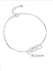 1pc 925 Sterling Silver Mobius Loop Bracelet, Infinity Love Cubic Zirconia Inlay, Fashion Women Bracelet, Silver Color, Suitable For Daily Wear, Gift For Her