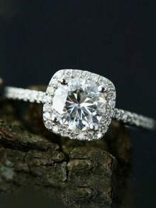 1 件镀白金水钻镶嵌鸽子蛋戒指，时尚浪漫订婚戒指，情人节礼物，女士水钻和方晶锆石镶嵌戒指，妈妈，母亲，母亲节，礼物 - 彩色 - 查看 8