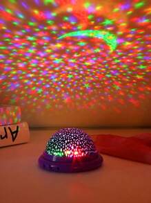 1 peça de projetor de luz colorida com céu estrelado, luz noturna LED giratória com projeção de lua e galáxia, lâmpada LED com rotação automática, alimentação USB, adequada para casa, quarto, iluminação estéreo para festas