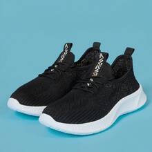 Tenis Deportivos   Marca Andrea Para Mujer Diseño Ligero Con Agujetas Suela Blanca Modelo En Textil En Color Negro - Negro - Ver 4