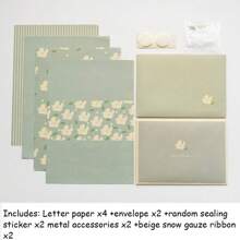Carta da lettere con buste, carta da lettere floreale, carta da lettere vintage floreale con stickers e nastri in chiffon, 4 fogli con 2 buste, per il ritorno a scuola