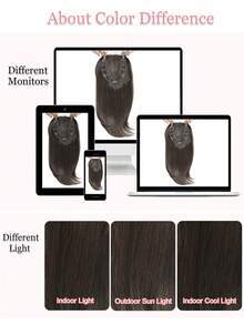 Hair Toppers For Hair Loss 18inch Hair Pieces For Women 6.5X6.5 Inch Hair Topper Adding Extra Hair Volume, Natural Dark Brown Straight Hair Toppers For Women Feel Like Real Hair - Dark Brown - 查看 9