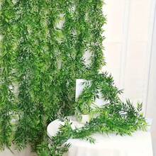 Guirnalda de hojas de bambú artificial - aspecto natural, follaje colgante sin plumas para decoración del hogar y comercial