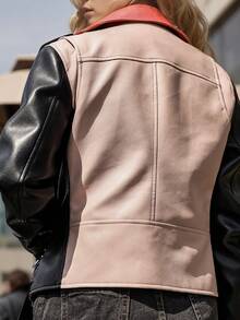 Women's Vintage PU Leather Jacket For Fall And Winter With Belt Leather Women's Jacket