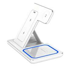 LED Fast Wireless Charger Stand 3 In 1 Foldable Charging Station For I Phone 16 15 14 13 12 A Pple Watch 9 8 7 6 5 Air Pods Pro