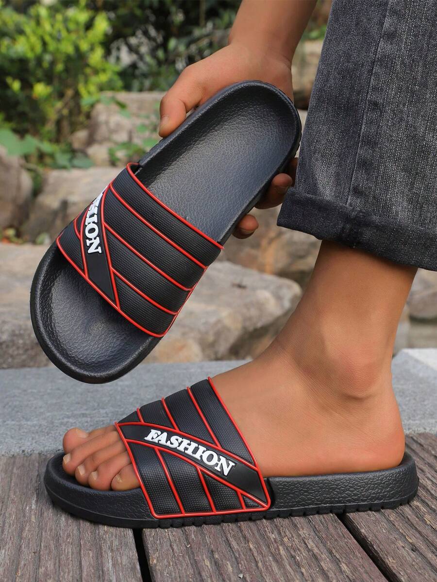 Plus Size Casual Slip-On Slippers, Fashionable Simple Style Unisex Home Sandals, Breathable