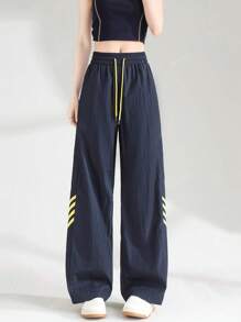 Striped Drawstring Pocket Versatile Loose Casual Fashionable Pants