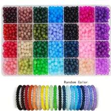 700 pièces/1400 pièces Ensemble de perles en verre rondes de 6 mm multicolores pour la création de bijoux, 28 couleurs de perles en cristal pour la fabrication artisanale de bracelets, boucles d'oreilles, colliers et accessoires de bijouterie