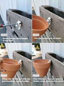 6pcs Metal Flower Pot Clips, 5-8 Inch Standard Terracotta Pot Holder - Durable Plant Pot Lock Hooks, Suitable For Indoor And Outdoor Use, Flower Pot Clips (Due To The Manufacturing Process Of The Product Itself, There Will Be Some Obvious Scratches On The Surface Of The Product.) - Multicolor - View 4