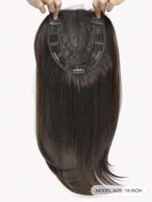 Hair Toppers For Hair Loss 18inch Hair Pieces For Women 6.5X6.5 Inch Hair Topper Adding Extra Hair Volume, Natural Dark Brown Straight Hair Toppers For Women Feel Like Real Hair - Dark Brown - 查看 2