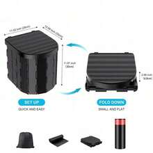 Folding Toilet Car Outdoor Travel Potty Portable For Camping Hiking Beach - Black - View 2