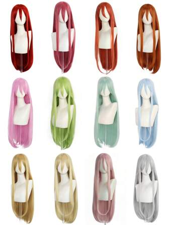 פאה אוניברסלית ארוכה במיוחד ישרה עם פוני לנשים, ניתן לעיצוב בעצמכם, פאת קוספליי בסגנון לוליטה ססגונית, שיער סינטטי ללא דבק עמיד בחום בסיבים בטמפרטורה גבוהה, לתחפושות למסיבה, בית ספר, קרנבל, קונצרטים, צילום חופשות, אירועים נושאיים, קומיקון, תערוכת קומיקון, ללבוש יומיומי