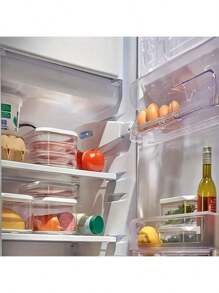 Set di contenitori impilabili in 3 piani per frigorifero con coperchi - ideali per carne, verdure e frutta - set di organizer da cucina in plastica