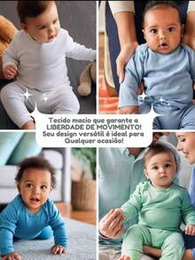 4 Piece Kit Long Sleeve Bodysuit And Foot-Turning Pants 100% Cotton Baby Boy And Girl Layette Newborn Up To 12 Months Motherhood Jumpsuit 2 Sets - Màu xanh nhạt - Xem 4