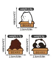 3 pièces Broches pins de bande dessinée d'ours, panda adorable, ours polaire, ours brun, accessoires décoratifs en métal d'alliage pour sacs, vêtements, robe, accessoires pour vêtements, sacs, charmes, école, bureau, chemises, vestes, bijoux, Noël, Halloween