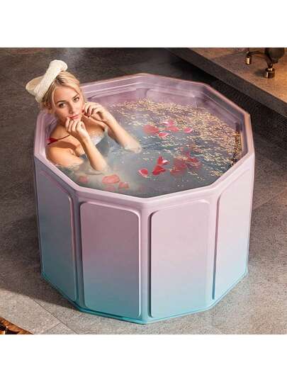 1pc Portable Oversized Foldable Bathtub - Adult Inflatable Spa And Hot Tub, Compact For Small Space Shower And Foot Soaking, No Electricity Needed, Home Bathroom, Outdoor Bathing Solution Bathroom Accessories Back To School