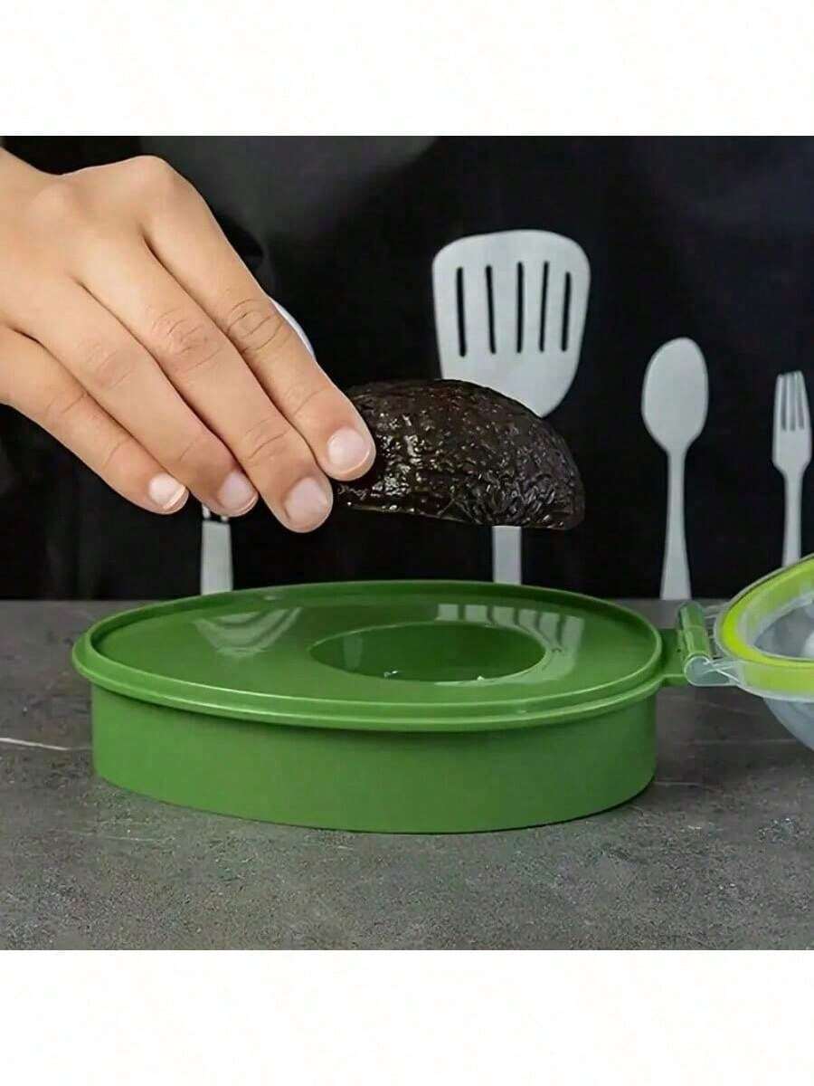 1 个可重复使用的牛油果保鲜盒 - 牛油果储存容器，塑料翻盖设计，冰箱食品保鲜盒，用于保持牛油果新鲜，理想的冰箱储存工具，厨房工具