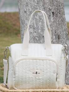 1 bolsa de mãe bordada com panda fofo, bolsa de fraldas para maternidade com grande capacidade para itens de recém-nascidos, bolsa de ombro portátil, adequada para uso diário