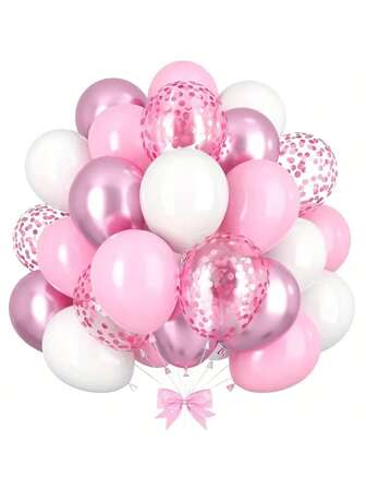 50 globos de látex de color rosa metalizado y rosa intenso, decoración para boda, fiesta de cumpleaños, aniversario, graduación, días festivos, Día de la Madre, decoración interior y exterior, decoración del hogar, decoración de habitación
