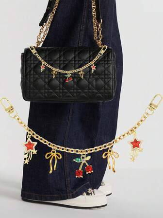 包包链饰 包包链饰 草莓包包链饰 包包装饰配件 草莓装饰包链饰 钱包延长器 替换延长链 装饰包带 链条肩带 手袋 托特包 斜挎包 单肩包 女士单肩包 - 锌合金 包链饰 包包装饰链吊坠 装饰包链饰 配件