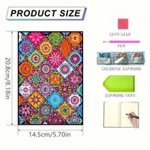 1 Set Delicate Mandala Flower Cover Diamond Painting Notebook Set, 5D DIY Asymmetrical Diamond Embroidery Thick Sketchbook & Notebook, Handicraft, Suitable For Students, Home, Business, Memo Pad And Holiday Gifts