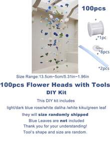 100件/套 懸掛花卉花環套裝 DIY 天花板花卉裝飾套裝 DIY 花卉窗簾材料 人造花吊飾裝飾 漂浮花牆掛飾 背景攝影設計 藍色主題 婚禮 生日 房間裝飾 - 彩色 - 查看 14