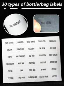 1 pièce Étiquette transparente de bouteille/sac portable de voyage pour crèmes, BB et stickers d'identification de boîtes de gel douche, de shampooing, de crème pour le visage, étanches et anti-salissures.