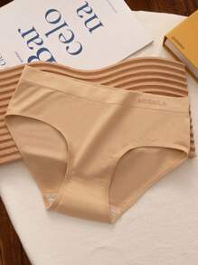 4 pièces Culottes sans couture taille moyenne, Couleur Maillard, Sous-vêtements pour femmes. Rehaussement des fesses, Haute élasticité, Confort et respirabilité. Lingerie pour femmes, Gaine ventre plat