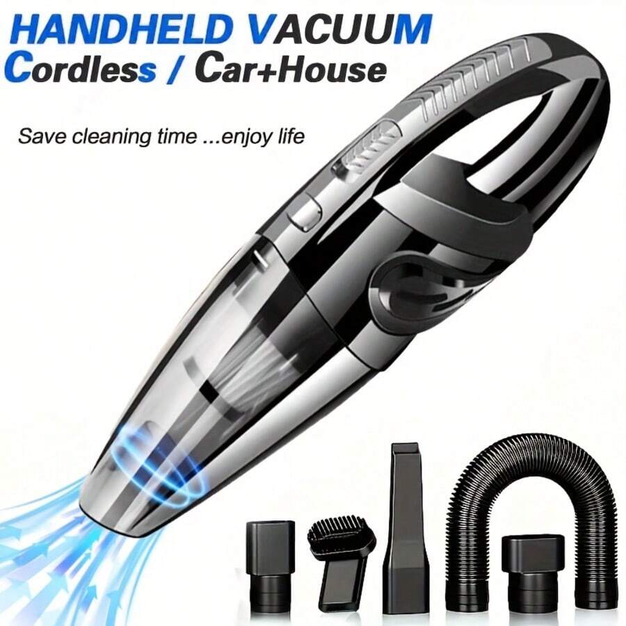 1pc Mini Cordless Vacuum Cleaner, USB Rechargeable, 5000Pa, Strong Suction Power, 60dB Quiet Dust Removal, Portable Mini Cleaning Vacuum Cleaner, Portable Car Vacuum Cleaner With Washable HEPA Filter,Crevice Tools & Accessories Kit Included, For Home, Computer, Car, Christmas, Holidays - 黑色 - 查看 1