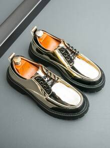 Casual Men Versatile Business Shoes, Korean Style Thick Sole Lightweight Dress Shoes For Work, Party, Wedding, Fashion